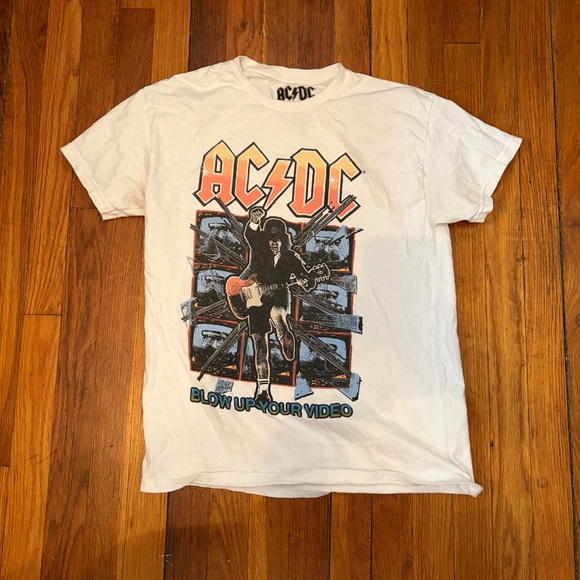 AC/DC | Shirts | Acdc White Tee With Bold Logo | Poshmark